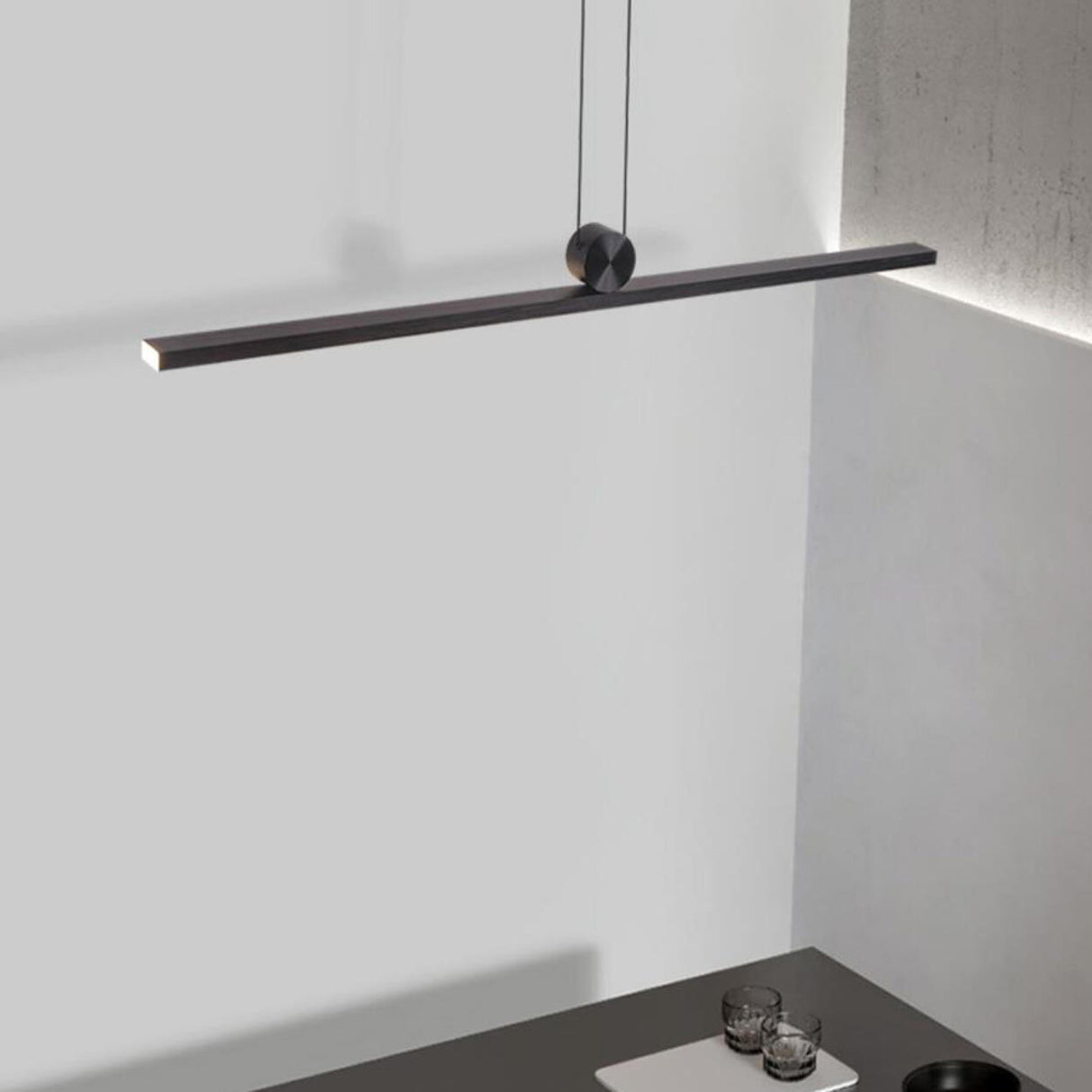 Simplistic Adjustable Linear LED Island Pendant Light Image - 14