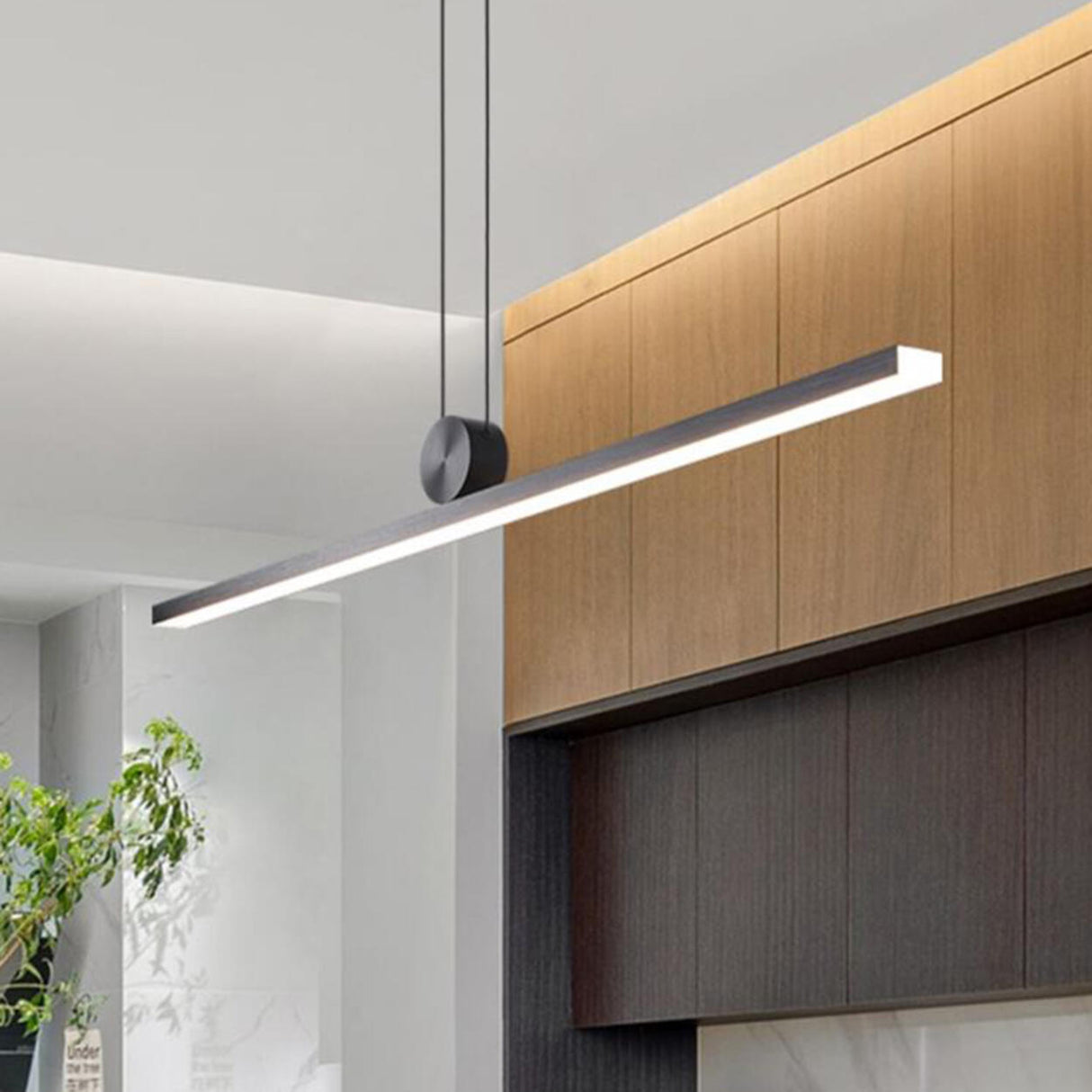 Simplistic Adjustable Linear LED Island Pendant Light Image - 16