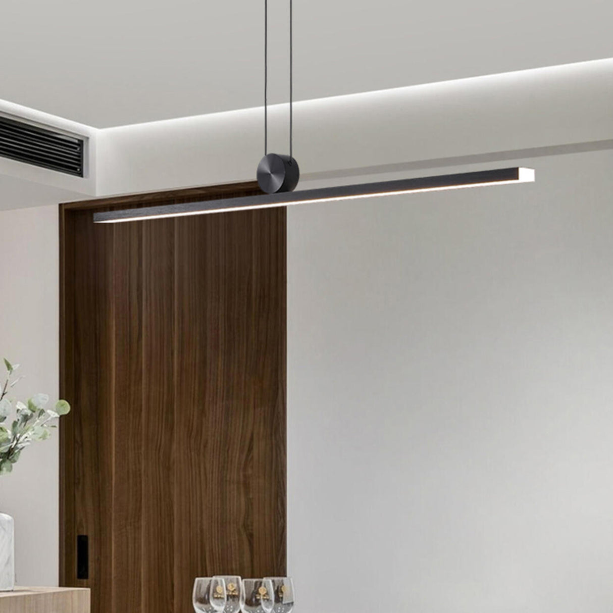 Simplistic Adjustable Linear LED Island Pendant Light Image - 17