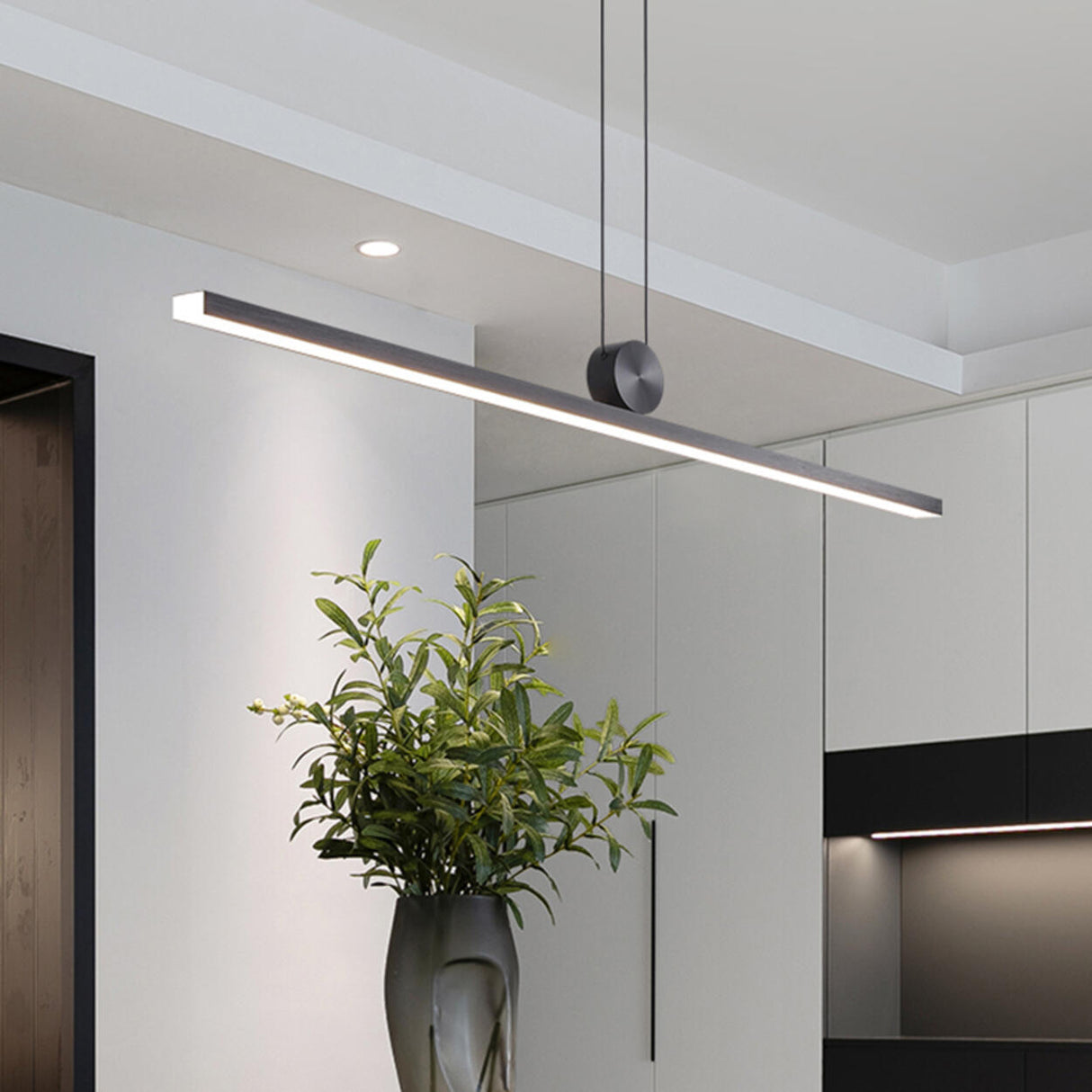 Simplistic Adjustable Linear LED Island Pendant Light Image - 3