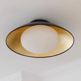 Simplistic Barn Black Gold Semi-Flush Mount Light Image - 1