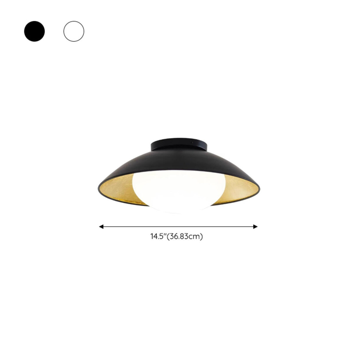 Simplistic Barn Black Gold Semi-Flush Mount Light 