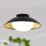 Simplistic Barn Black Gold Semi-Flush Mount Light Image - 4