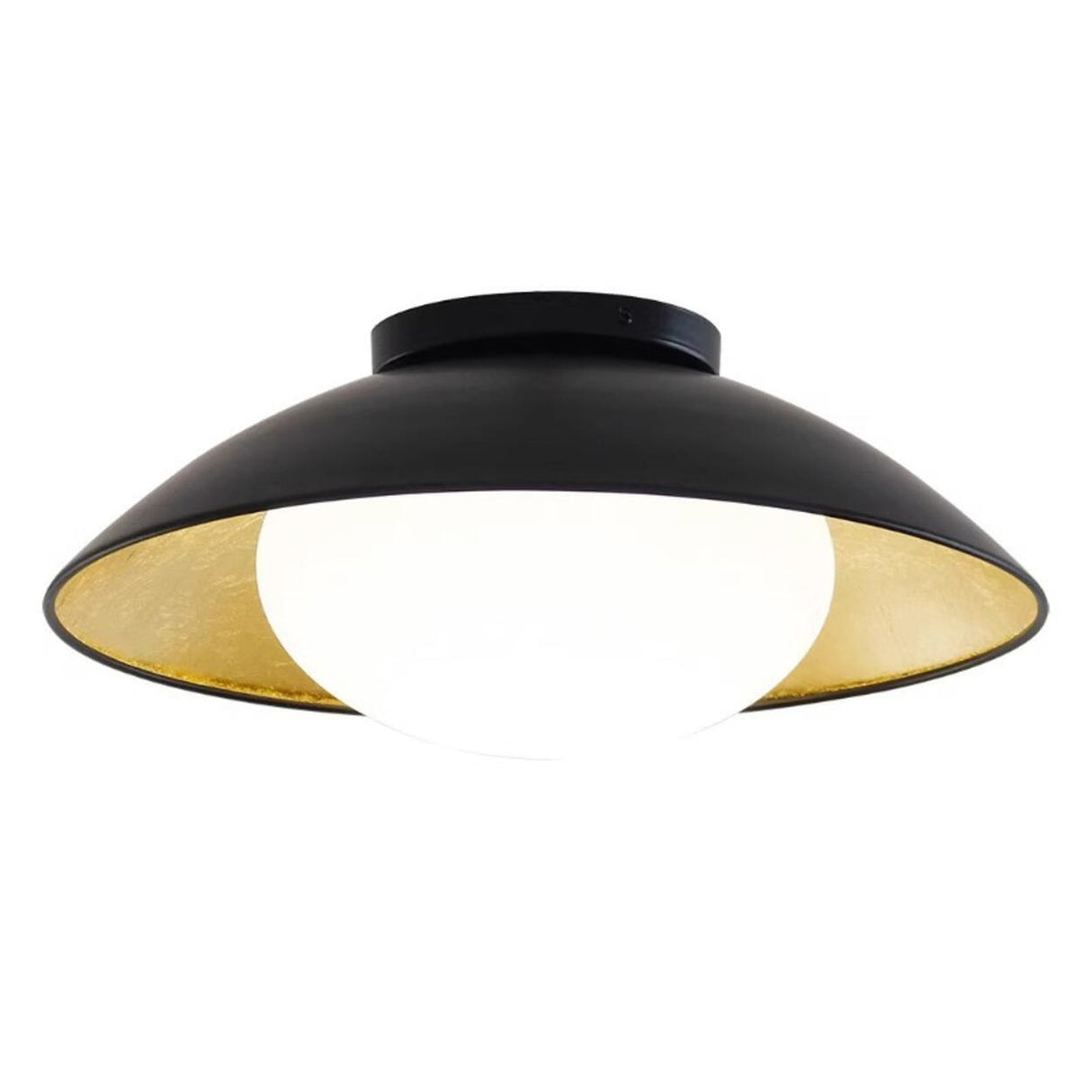 Simplistic Barn Black Gold Semi-Flush Mount Light Image - 7