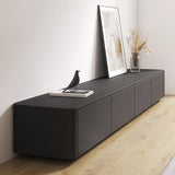 Simplistic Black Wooden Drawers Rectangle TV Stand Image - 3