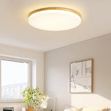 Simplistic Circular Wooden Flush Mount Ceiling Light Image - 1