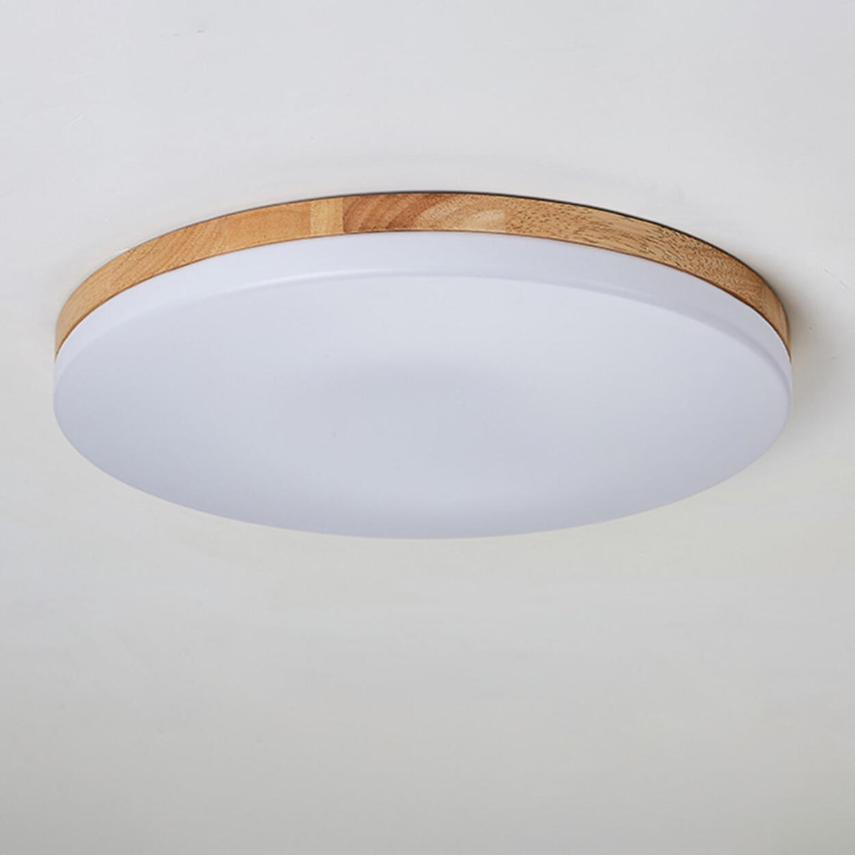 Simplistic Circular Wooden Flush Mount Ceiling Light Image - 11