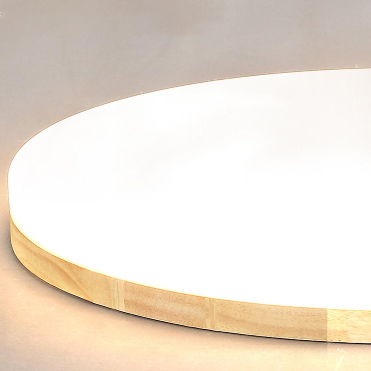 Simplistic Circular Wooden Flush Mount Ceiling Light Image - 12