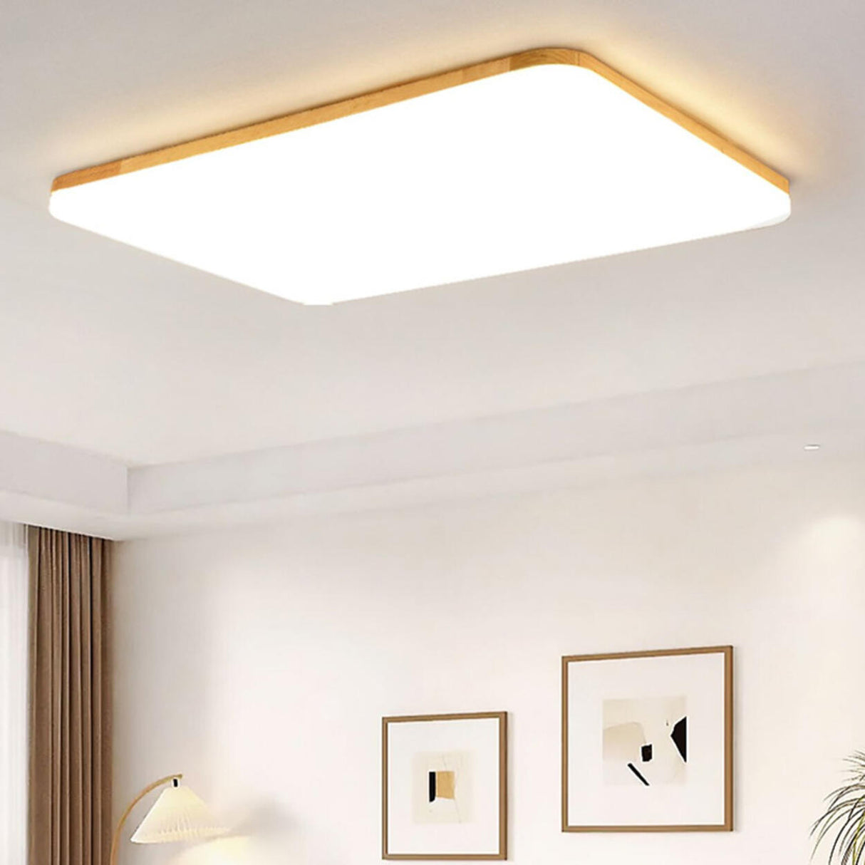 Simplistic Circular Wooden Flush Mount Ceiling Light Image - 14