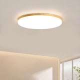 Simplistic Circular Wooden Flush Mount Ceiling Light Image - 2