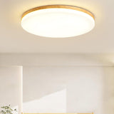 Simplistic Circular Wooden Flush Mount Ceiling Light Image - 8