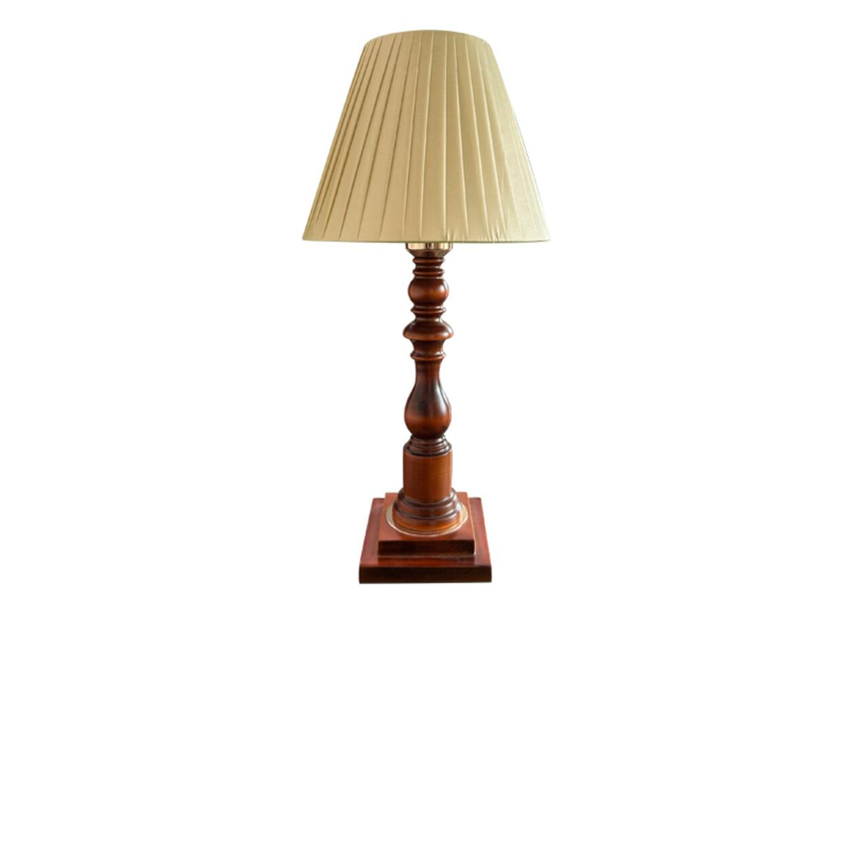 Simplistic Classical Fabric Lampshade Wooden Table Lamp Image - 3