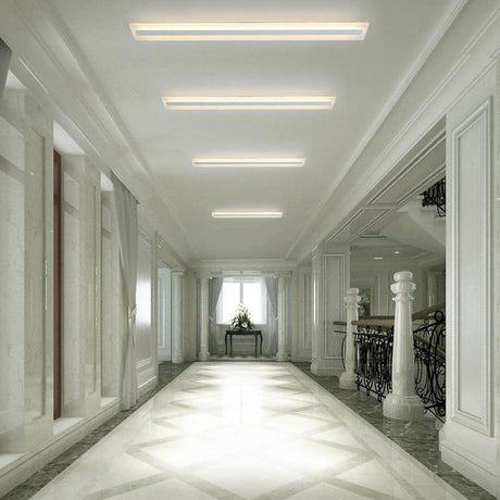 Simplistic Corridor White Strip LED Flush Mount Light Image - 2