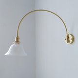 Simplistic Globe Glass Shade Gold Arc Wall Sconce Image - 10