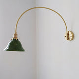 Simplistic Globe Glass Shade Gold Arc Wall Sconce Image - 11