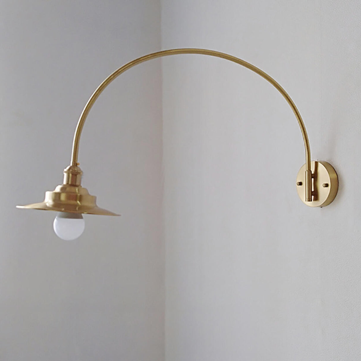 Simplistic Globe Glass Shade Gold Arc Wall Sconce Image - 13