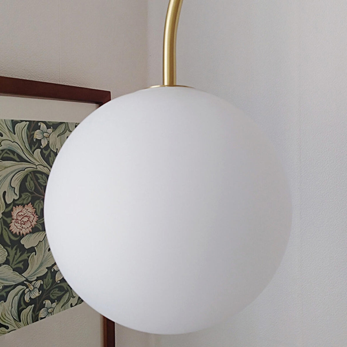 Simplistic Globe Glass Shade Gold Arc Wall Sconce Image - 15