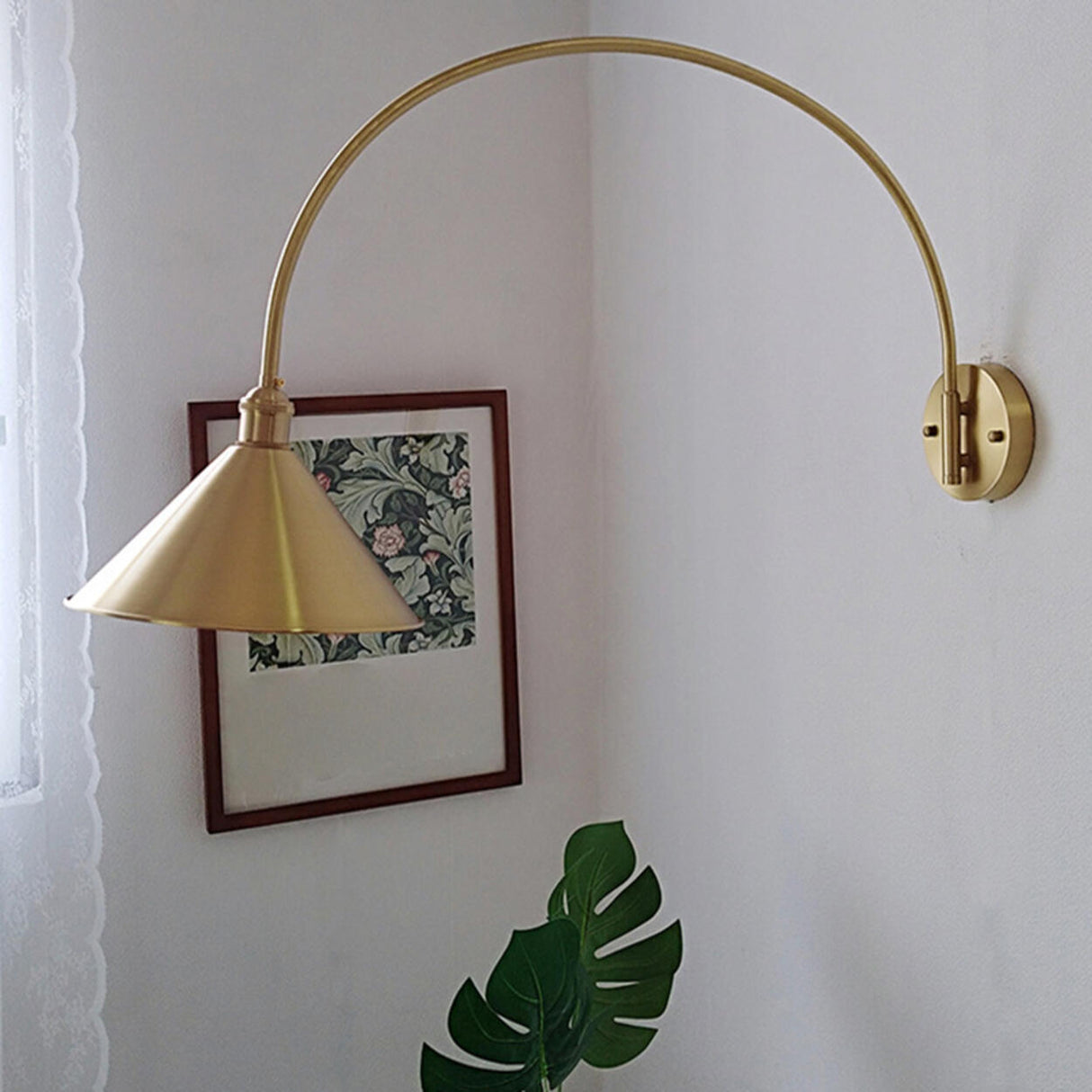 Simplistic Globe Glass Shade Gold Arc Wall Sconce Image - 18