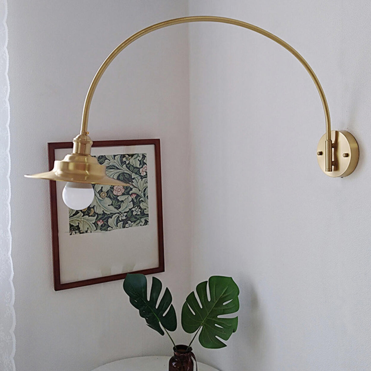 Simplistic Globe Glass Shade Gold Arc Wall Sconce Image - 19