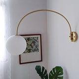 Simplistic Globe Glass Shade Gold Arc Wall Sconce Image - 2