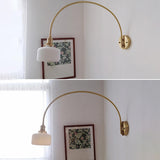 Simplistic Globe Glass Shade Gold Arc Wall Sconce Image - 21