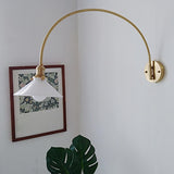 Simplistic Globe Glass Shade Gold Arc Wall Sconce Image - 3