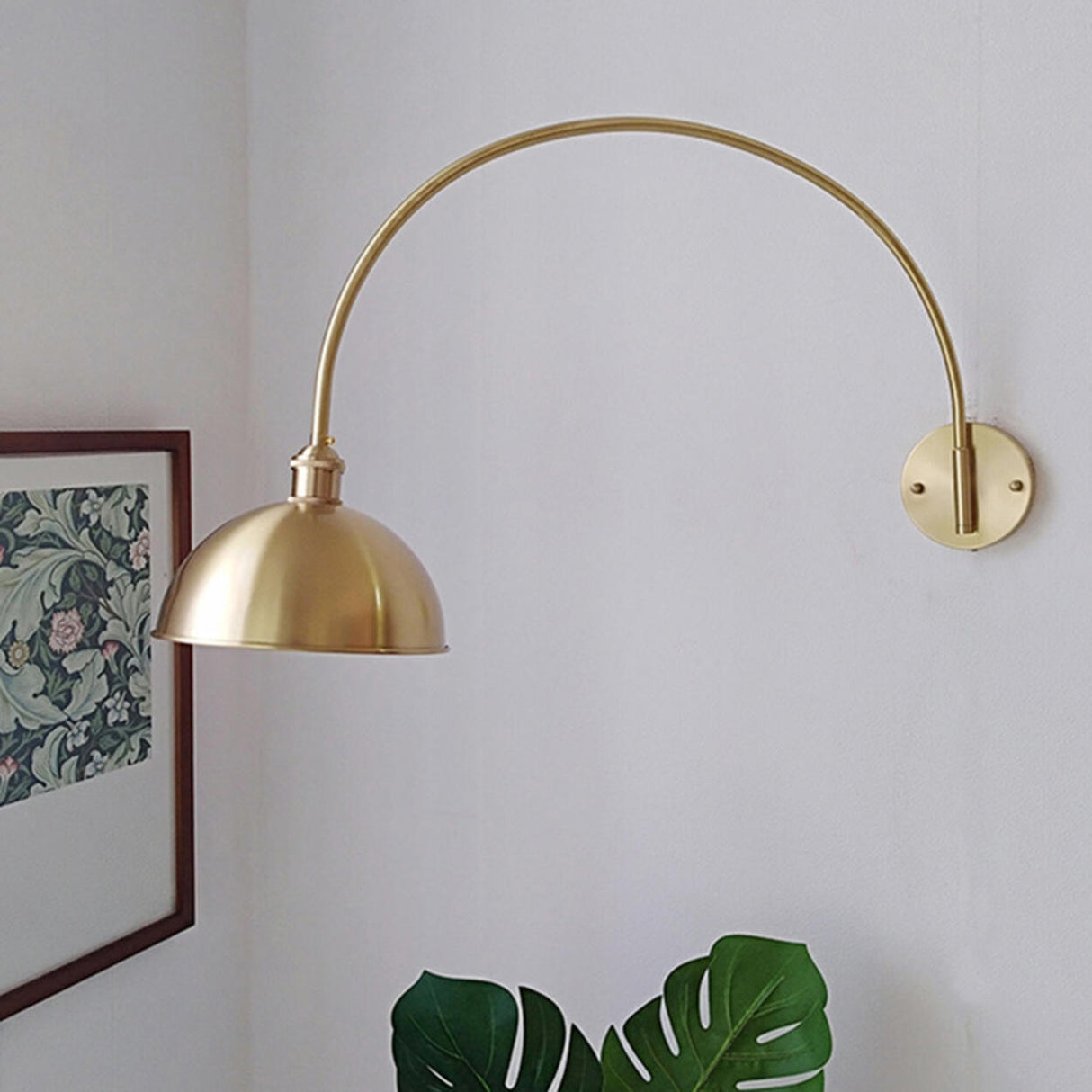 Simplistic Globe Glass Shade Gold Arc Wall Sconce Image - 4