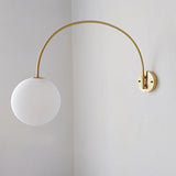 Simplistic Globe Glass Shade Gold Arc Wall Sconce Image - 6