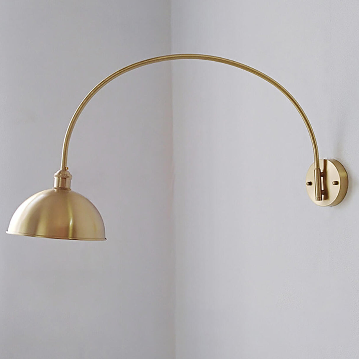 Simplistic Globe Glass Shade Gold Arc Wall Sconce Image - 8