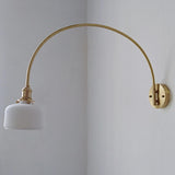 Simplistic Globe Glass Shade Gold Arc Wall Sconce Image - 9