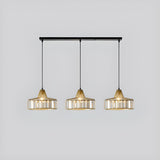 Simplistic Modern Clear Rock Crystal Drum Pendant Light Image - 11