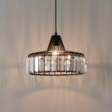 Simplistic Modern Clear Rock Crystal Drum Pendant Light Image - 12