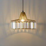 Simplistic Modern Clear Rock Crystal Drum Pendant Light Image - 14