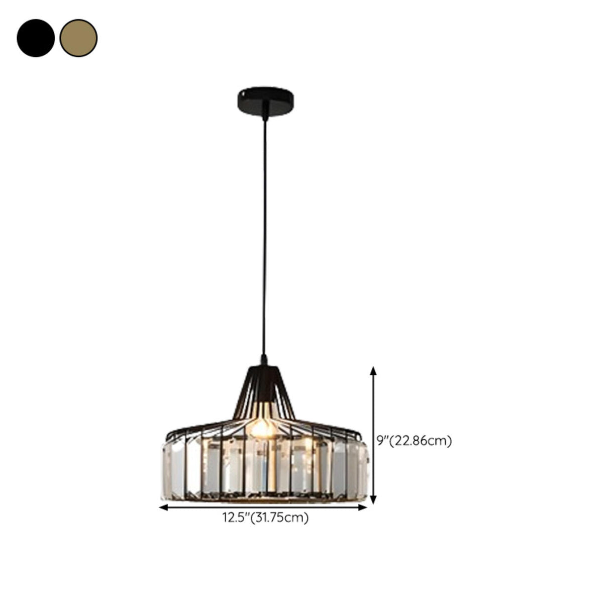 Simplistic Modern Clear Rock Crystal Drum Pendant Light Image - 21