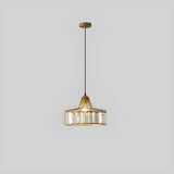 Simplistic Modern Clear Rock Crystal Drum Pendant Light Image - 3