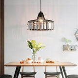 Simplistic Modern Clear Rock Crystal Drum Pendant Light Image - 4