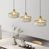 Simplistic Modern Clear Rock Crystal Drum Pendant Light Image - 5