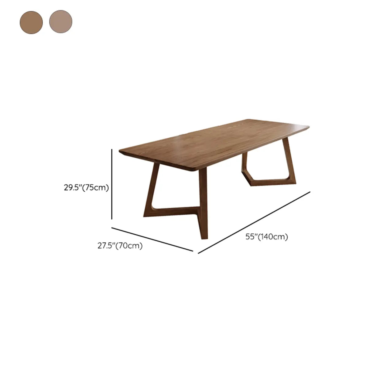 Simplistic Rectangle Brown Pine Wood Sled Writing Desk 