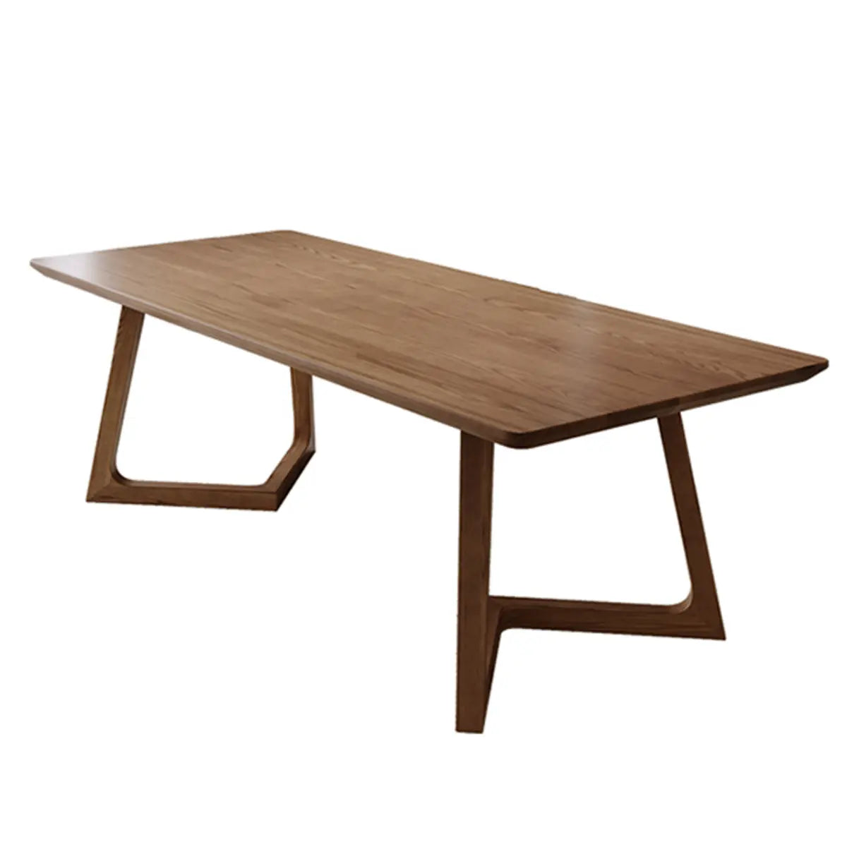 Simplistic Rectangle Brown Pine Wood Sled Writing Desk Image - 5