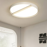 Simplistic White Cutting Round Flush Mount Lamp 2-Light Image - 1