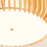 Simplistic Wooden Drum Flush Mount Light Dining Room Image - 10