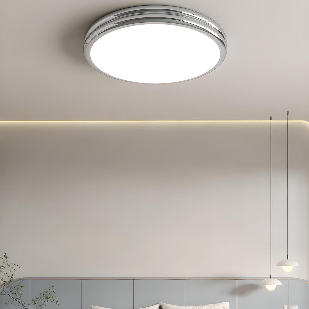 Simplistic Yellow Circular LED Flush Mount Ceiling Lamp Image - 4