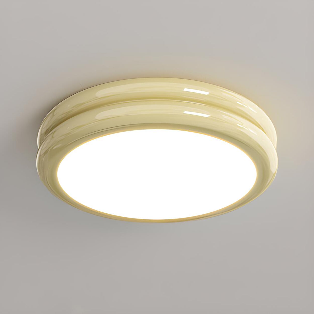 Simplistic Yellow Circular LED Flush Mount Ceiling Lamp Image - 8