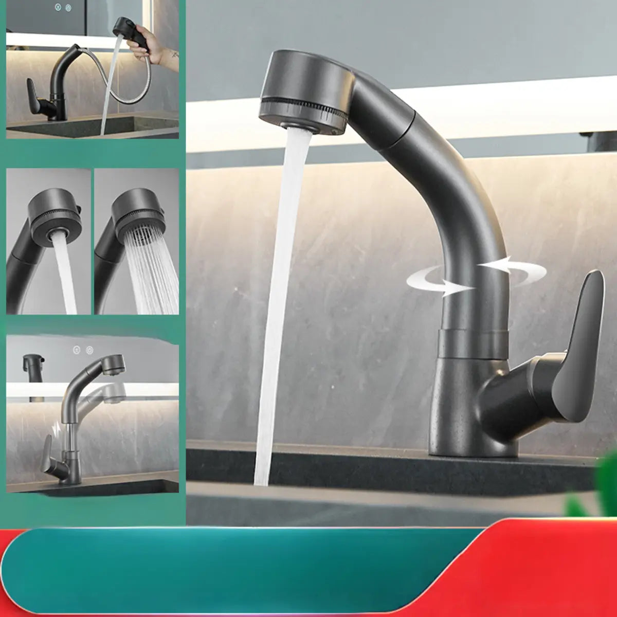 Single Handle Copper Low Arc Matte White Swivel Spout Faucet Image - 12