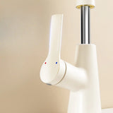 Single Handle Copper Low Arc Matte White Swivel Spout Faucet Image - 6