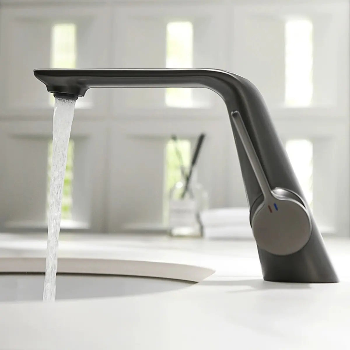 Single Handle Low Arc Touch Copper Matte White Faucet Image - 3