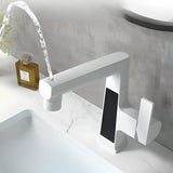 Single Handle Square White Swivel Spout Bathroom Faucet Image - 1