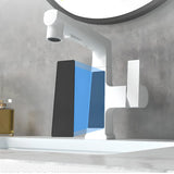 Single Handle Square White Swivel Spout Bathroom Faucet Image - 4