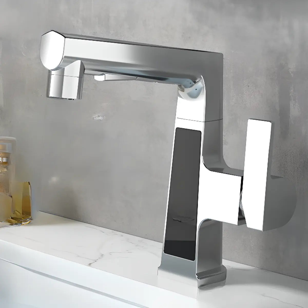 Single Handle Square White Swivel Spout Bathroom Faucet Image - 7