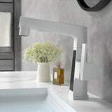 Single Handle Square White Swivel Spout Bathroom Faucet Image - 9